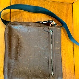 Brown Coach “C” bag with Small Black Bi-Fold wallet